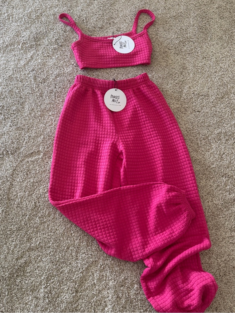Princess Polly Arabella Hot Pink Textured Set Size 2